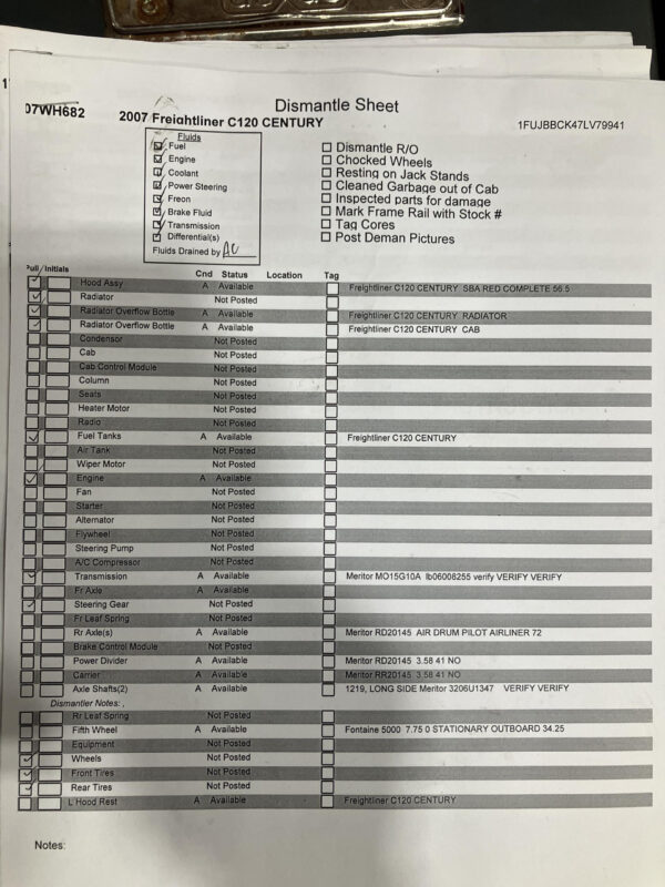 2007 Freightliner C120 Century Parts Unit: Truck Dsl Ta - Image 3