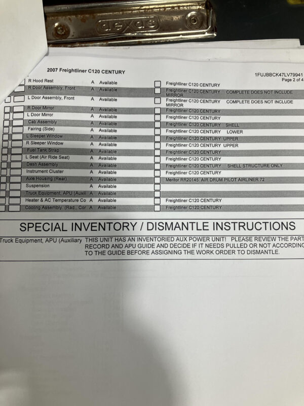 2007 Freightliner C120 Century Parts Unit: Truck Dsl Ta - Image 2