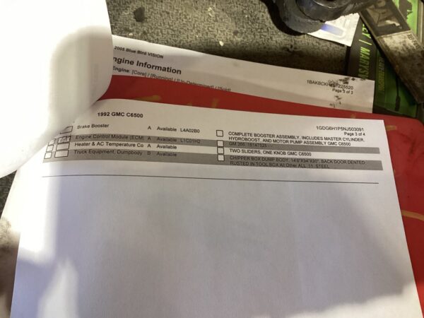 1992 GMC C6500 Parts Unit: Truck Dsl Sa - Image 2